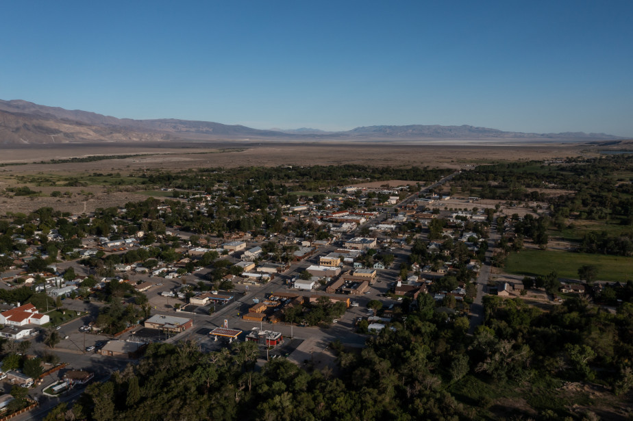 Lone Pine, California, with the Owens Lake dry lakebed in the background, is pictured on Thursday, Aug. 11, 2022.