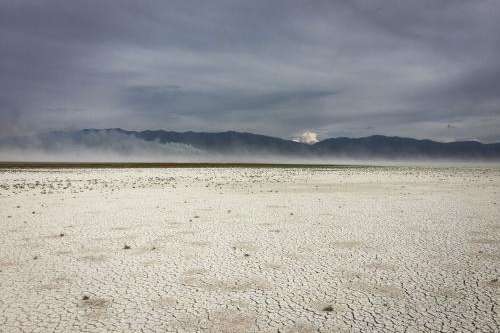 Winds whip toxic dust from the exposed lakebed left behind by the receding Great Salt Lake. Molly Blakowski / Utah State University